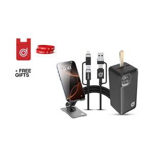 Silver Power Pack: Silverback 1 + Rotating Mobile Stand + 4in1 Cable + FREE Red silicone cardholder, red wristband
