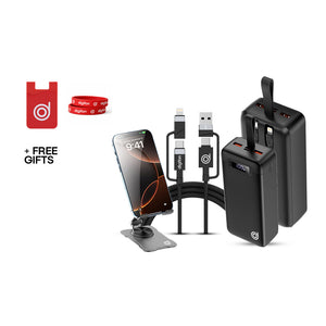 Wired Power Pack: WX3 + Rotating Mobile Stand + 4in1 Cable + FREE Red silicone cardholder, red wristband