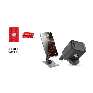 Cheetah Power Pack 2C: Cheetah 2C 20W Wall Charger + Rotating Desktop Stand + FREE Red silicone suction cups , Red wristband