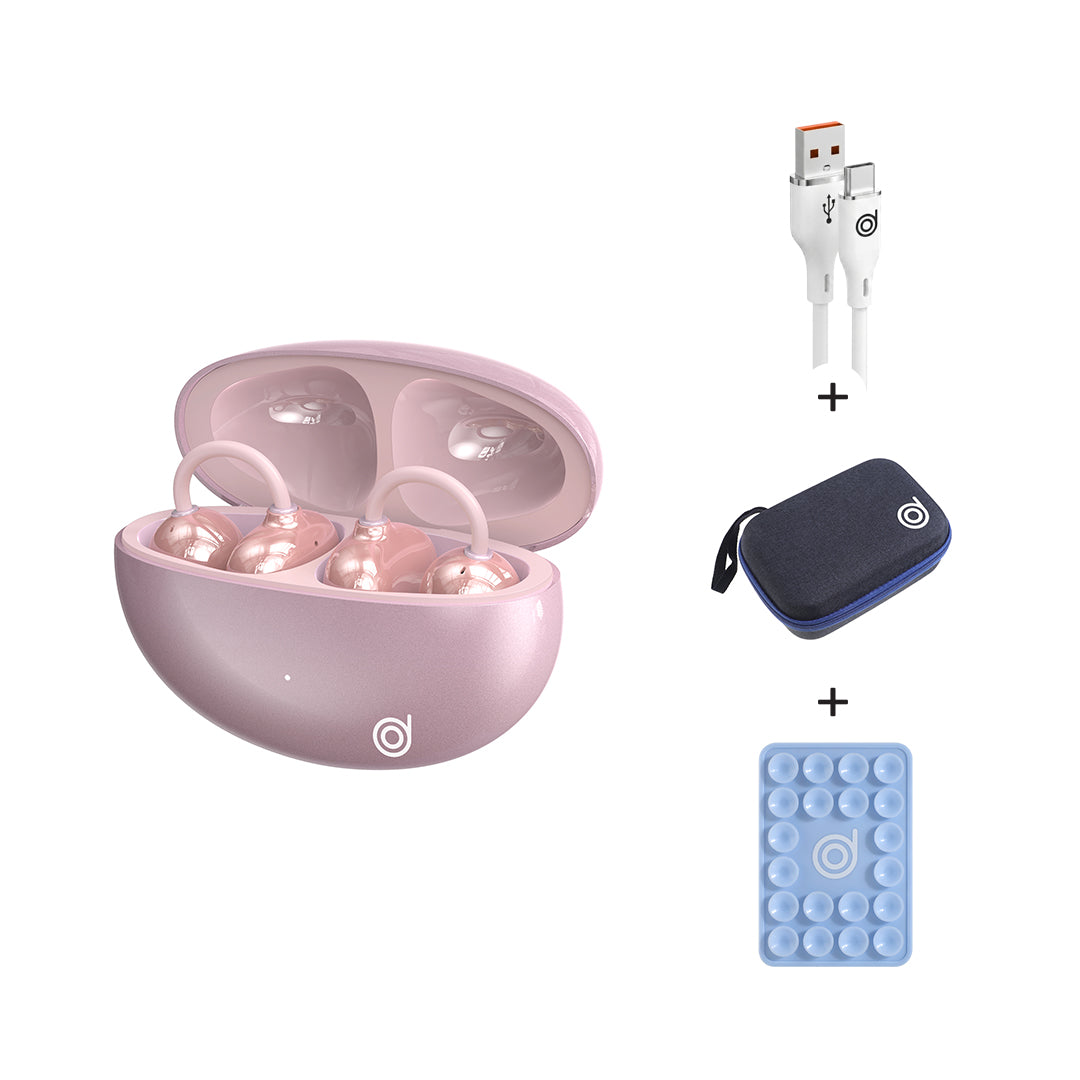 Digifon Stone Bud Metallic Rose Gold + Silicone USB A to Type C 1M With free Succer Card Holder & Dap Bag