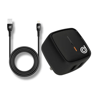 Cheetah1 12W Dual USB-A Wall Charger + USB-A to Lightning Cable - Black - digifon
