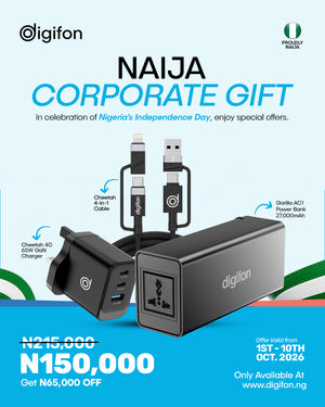 Naija Corporate Gift: Gorilla AC1 100W AC Power Bank + Cheetah 4C 65W Charger + Cheetah 4in 1 Cable