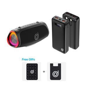 Ileya Elite Combo : Elite 1 Speaker + WX2 Powerbank + FREE Black Silicone Suction Cups, Black Cardholder