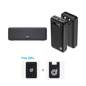 Ileya Max Combo : BoomMax Speaker + WX2 Powerbank + FREE Black Silicone Suction Cups, Black Cardholder