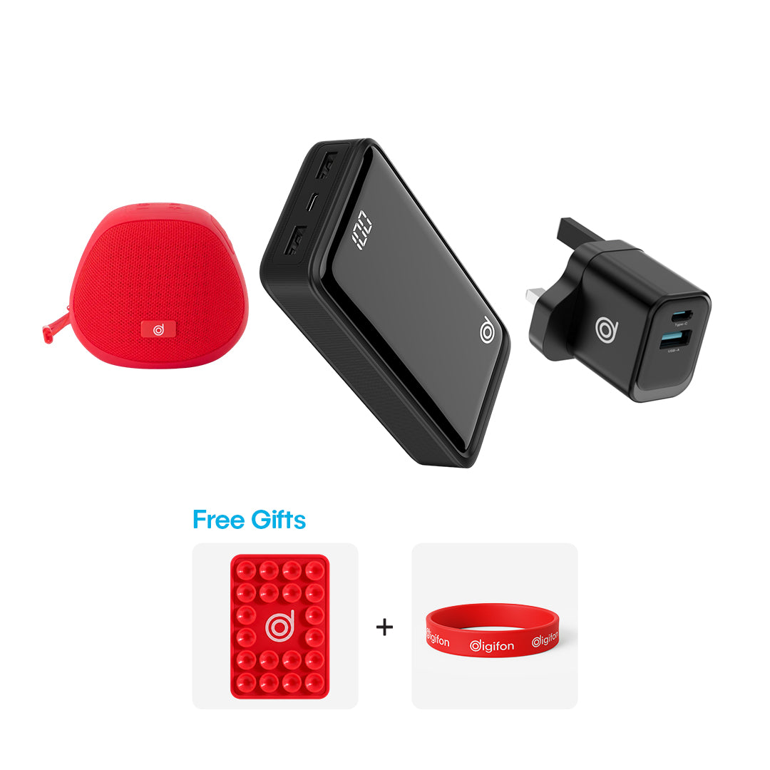 Ileya Q-Trio 2 : BoomQ red + Mate 2 + Cheetah 3C + FREE Red silicone cardholder, red wristband