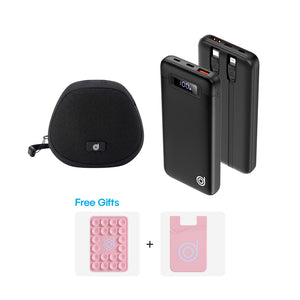 Ileya Q-Wired : Boom Q red + WX 1 Powerbank + FREE Pink Silicone Suction Cups, Cardholder